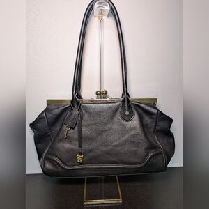 Emma Fox Black Shoulder Bag with Gold Details
